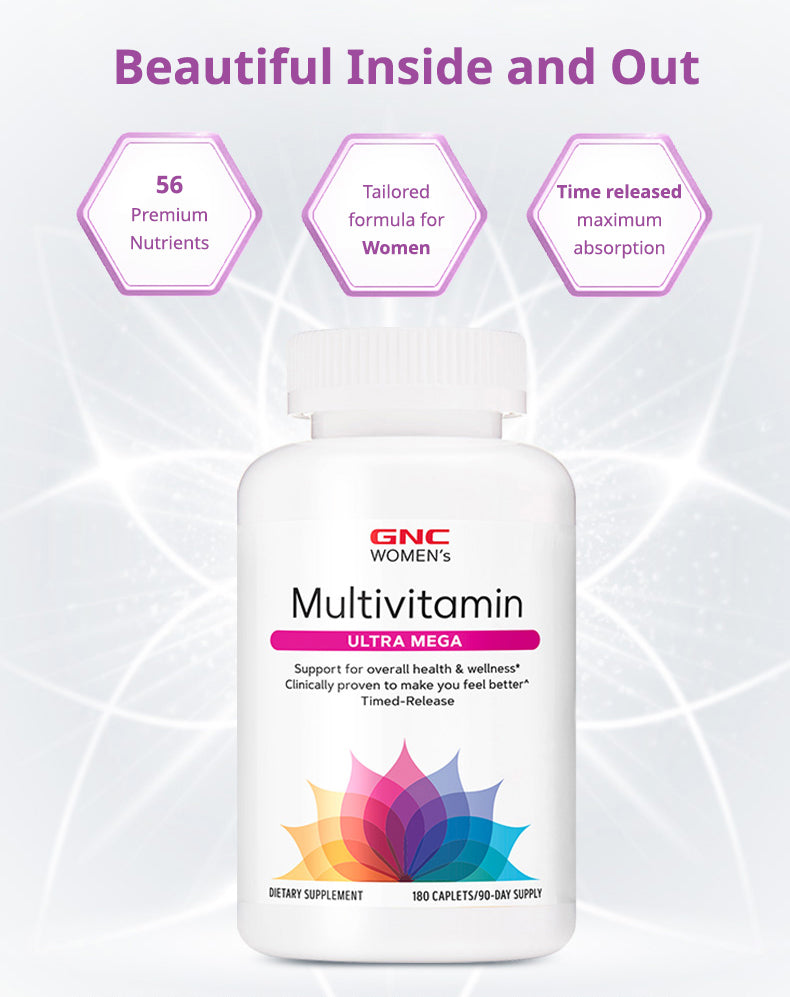 GNC Ultra Mega Women's Multivitamin 180 Time-release Caplets