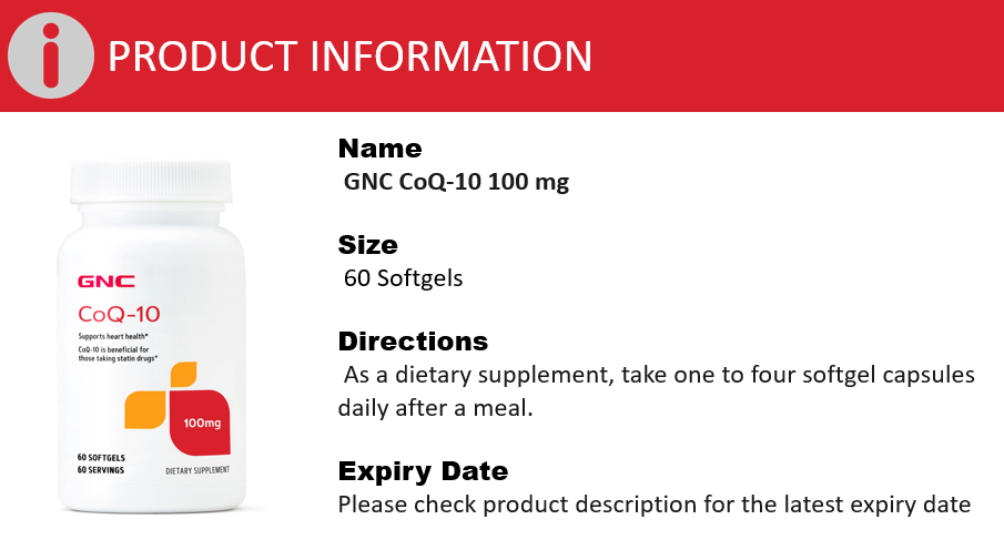 GNC CoQ-10 100 Mg 60 Softgels