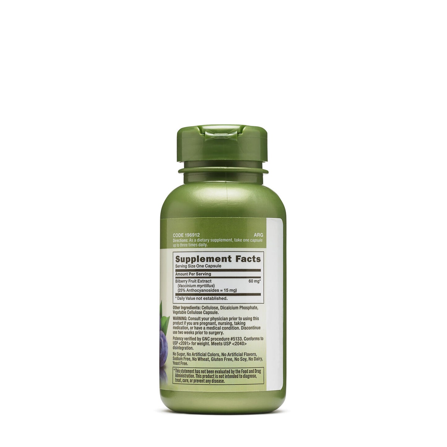 GNC Herbal Plus Bilberry Extract 60 Mg 100 Capsules