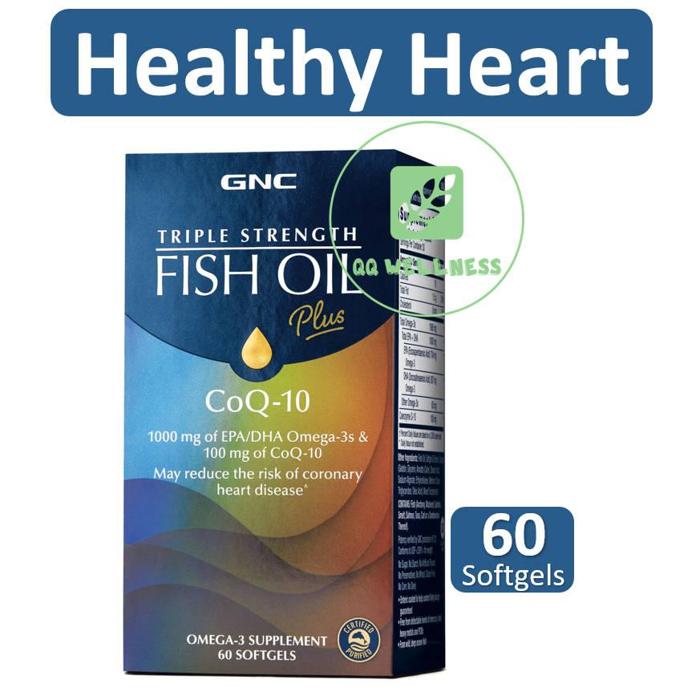 GNC Triple Strength Fish Oil Plus Coq-10 60 Softgels