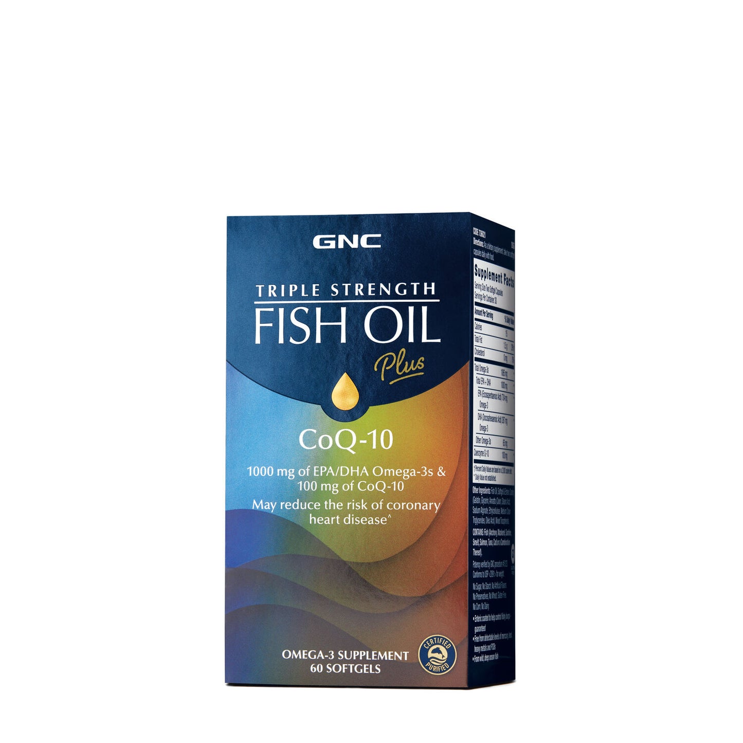 GNC Triple Strength Fish Oil Plus Coq-10 60 Softgels