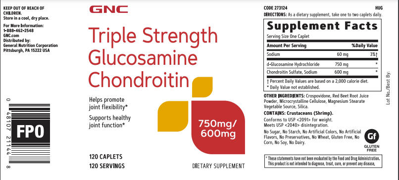 GNC Triple Strength Glucosamine Chondroitin 120 Caplets