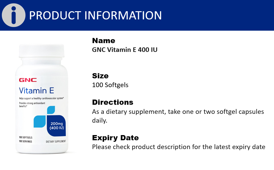 GNC Vitamin E 400 IU 100 Softgels