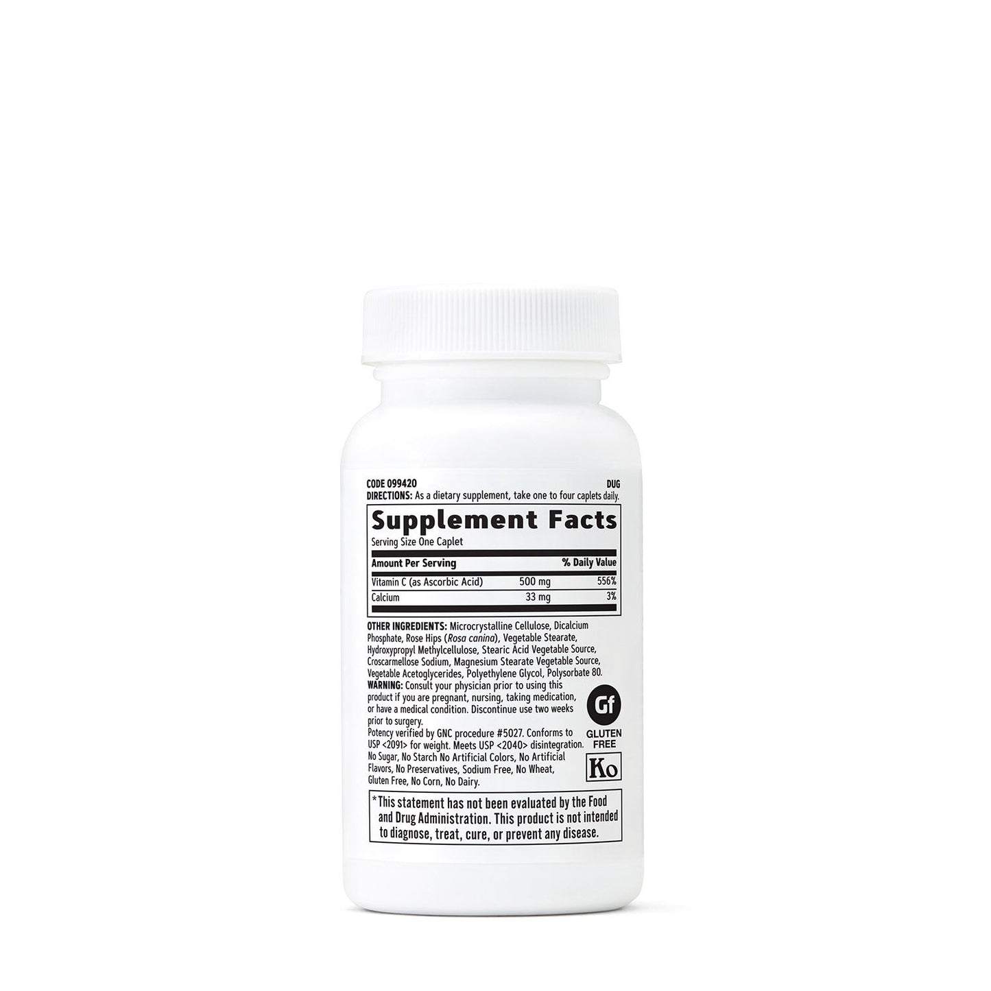 GNC Vitamin C 500 Mg 100 Vegetarian Caplets