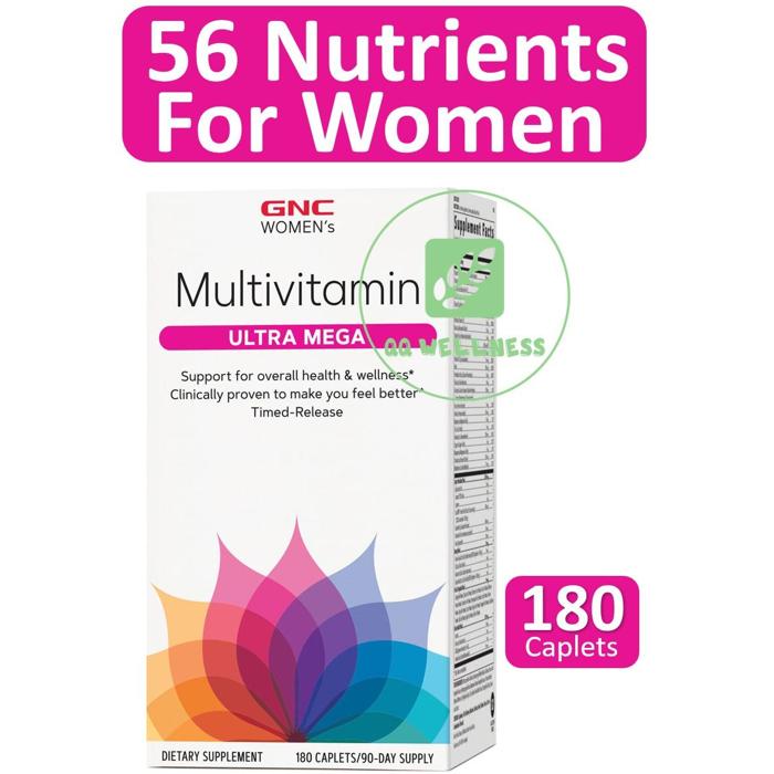 GNC Ultra Mega Women's Multivitamin 180 Time-release Caplets