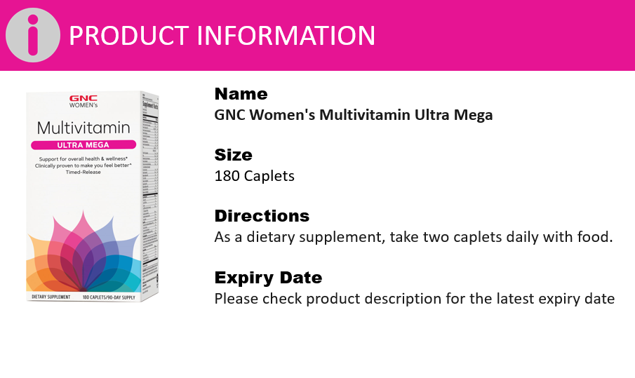 GNC Ultra Mega Women's Multivitamin 180 Time-release Caplets