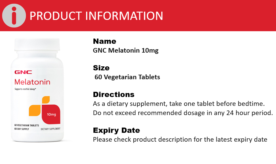 GNC Melatonin 10 Mg 60 Vegetarian Tablets