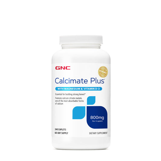 GNC Calcimate Plus with Magnesium & Vitamin D3 240 Caplets [Most Absorbable Calcium Citrate Malate]