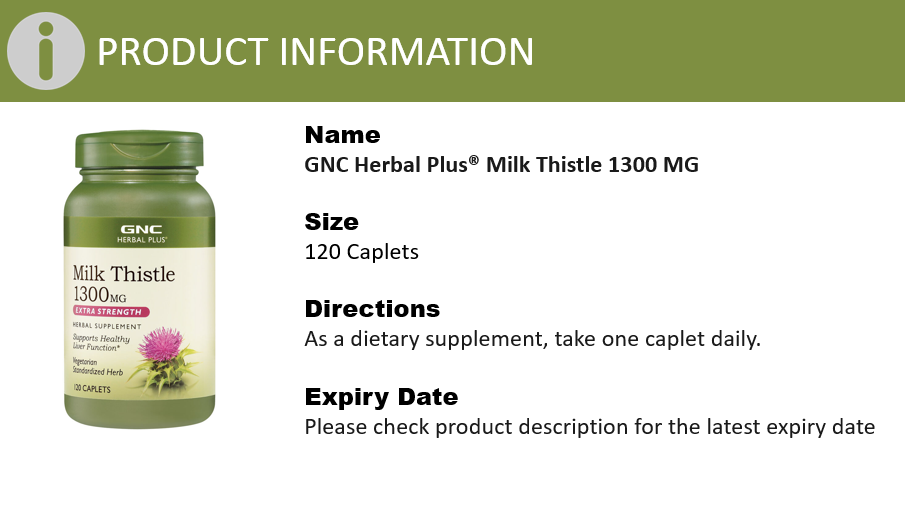 GNC Herbal Plus Milk Thistle 1300 Mg 120 Caplets