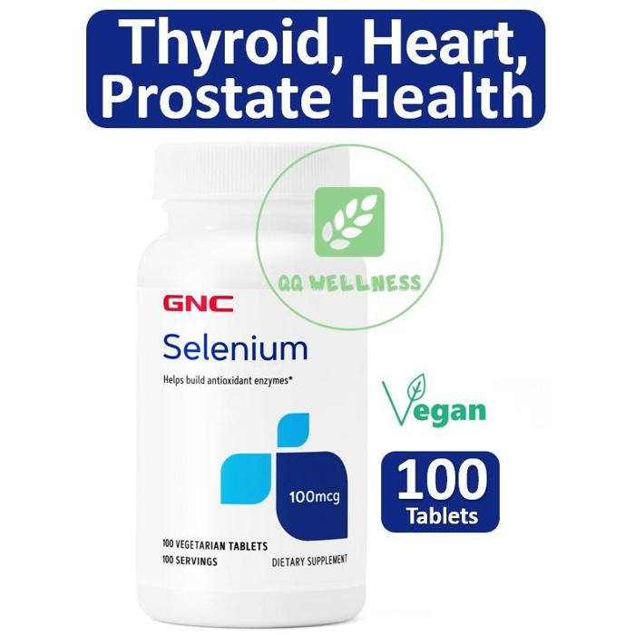 GNC Selenium 100 mcg 100 Vegetarian Tablets for Thyroid, Heart, Prostate Health