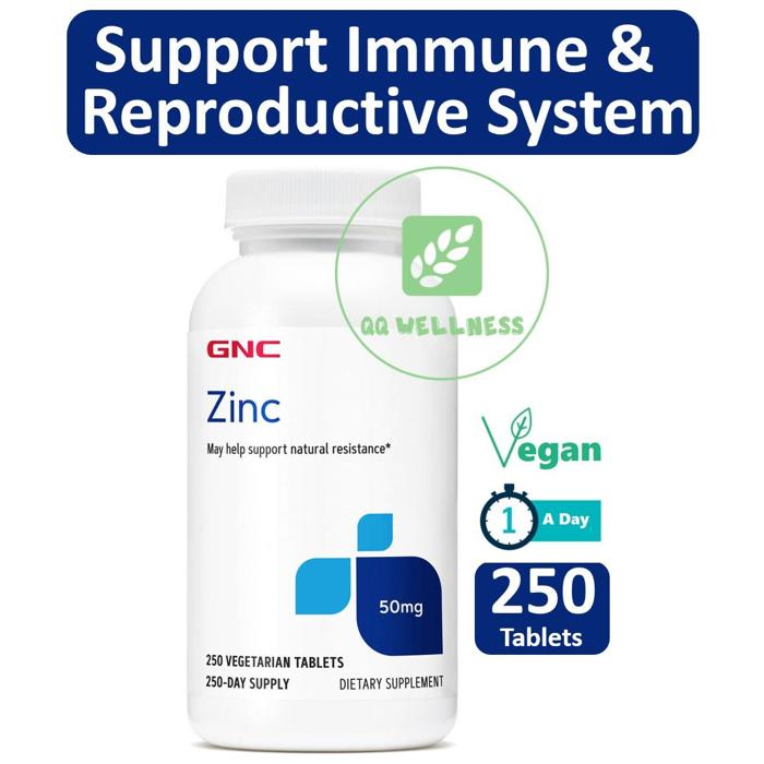 GNC Zinc 50 Mg 250 Vegetarian Tablets