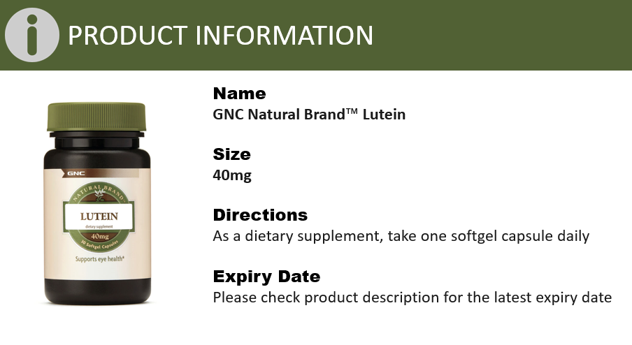 GNC Natural Brand Lutein 40 Mg 30 Softgels