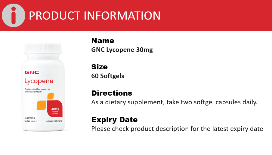 GNC Lycopene 30 Mg 60 Softgels