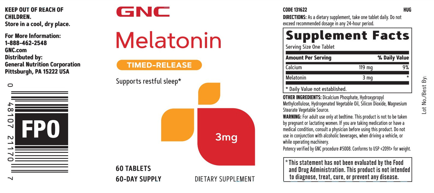 GNC Melatonin 3 Mg 60 Tablets