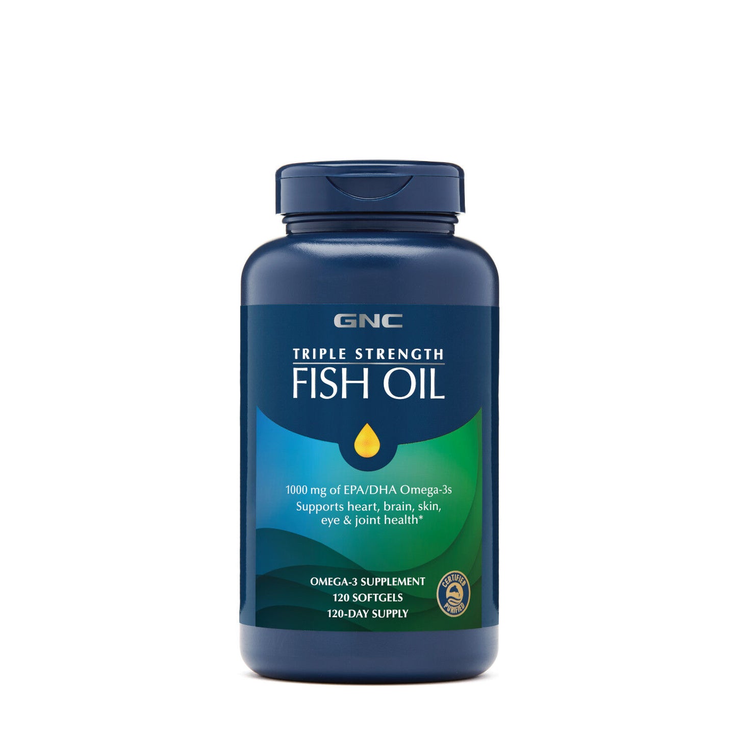 GNC Triple Strength Fish Oil 120 Softgels [Heart Brain Eye Joint Health] [Top Seller]