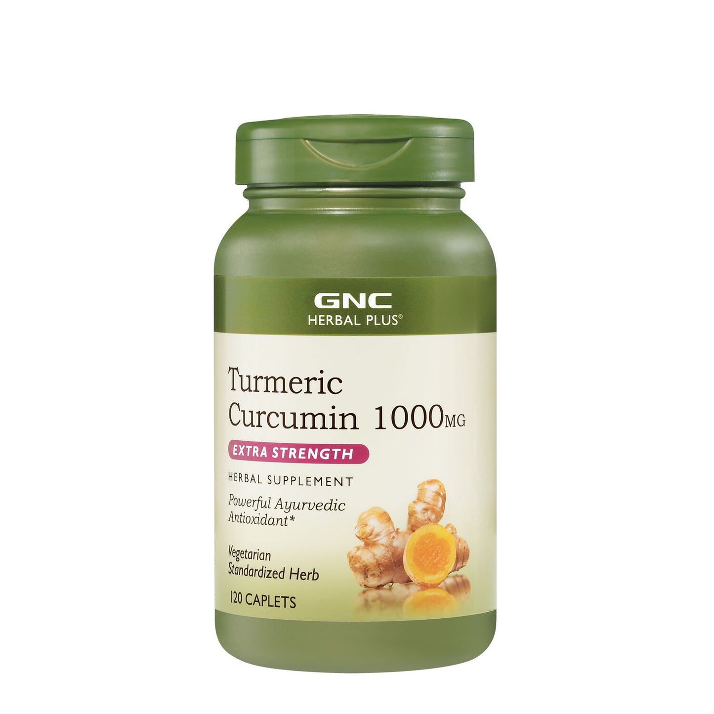 GNC Herbal Plus Turmeric Curcumin 1000 Mg Extra Strength 120 Vegetarian Caplets