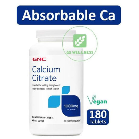 GNC Calcium Citrate 1000 Mg 180 Vegetarian Caplets