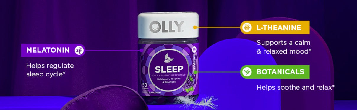 OLLY Restful Sleep 50 Gummies with Melatonin & L-theanine Chamomile, Occasional Sleep Support