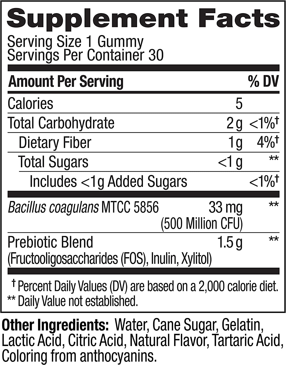 OLLY Probiotic + Prebiotic 30 Gummies Digestive Support Gut Health Balanced Belly 500 M CFUs Fiber