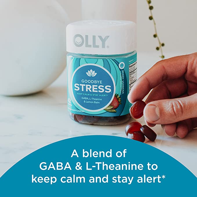 OLLY Goodbye Stress, 42 Gummies, GABA, L-Theanine, Lemon Balm, Stress Relief Supplement, Berry Flavor